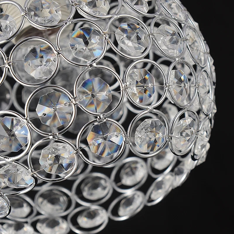 Crystal Ceiling Lamp - Round LED Crystal - Chandelier - Silver - Hallway or Entryway Lamp - Crystal LED Lamp - Flush Mount