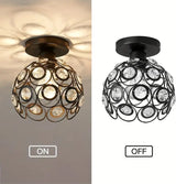 
Crystal Ceiling Lamp - LED Round Crystal - Chandelier - Black - Aisle or Hall Lamp - Crystal Led Lamp - Ceiling Light