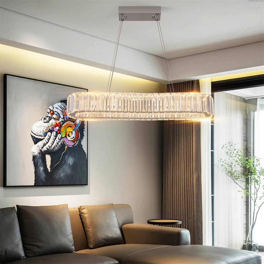 Chandelier - Crystal Led Pendant Lamp - Living Room Lamp - 57cm - With Remote Control - Modern Lamp - Pendant Lamp