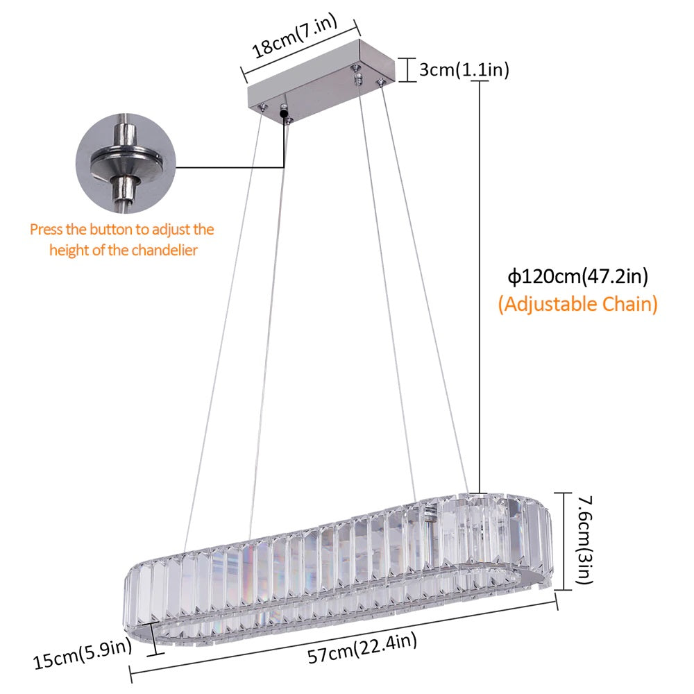 Chandelier - Crystal Led Pendant Lamp - Living Room Lamp - 57cm - With Remote Control - Modern Lamp - Pendant Lamp