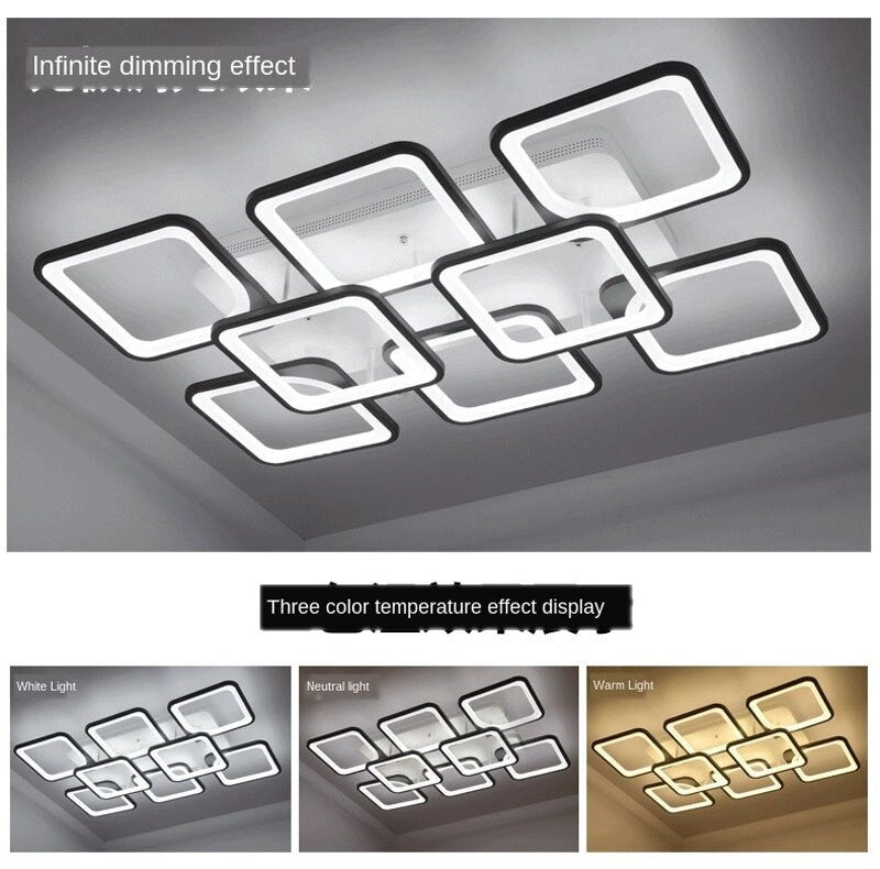 LuxiLamps - 8 Head Ceiling Lamp - Smart Lamp - White - 90cm - Remote Control and APP - Living Room Lamp - Ceiling Lamp