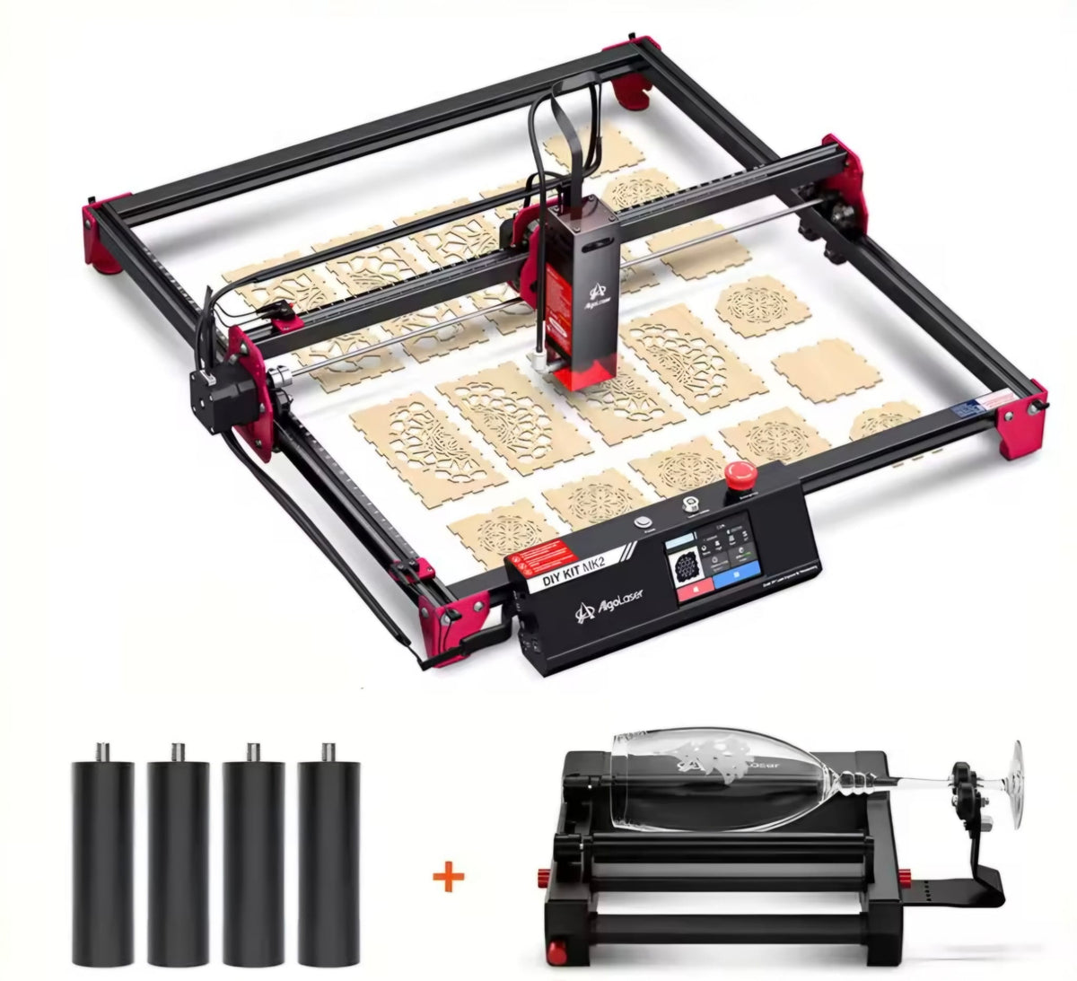 Laser Graveermachine 10W - 3.5 Inch Touchscreen - Laser Cutter - Met Roller - Laserprinter All In One - Graveren - Display - Zwart - Hout Acryl Laser Snijmachine - Bedienbaar Met APP