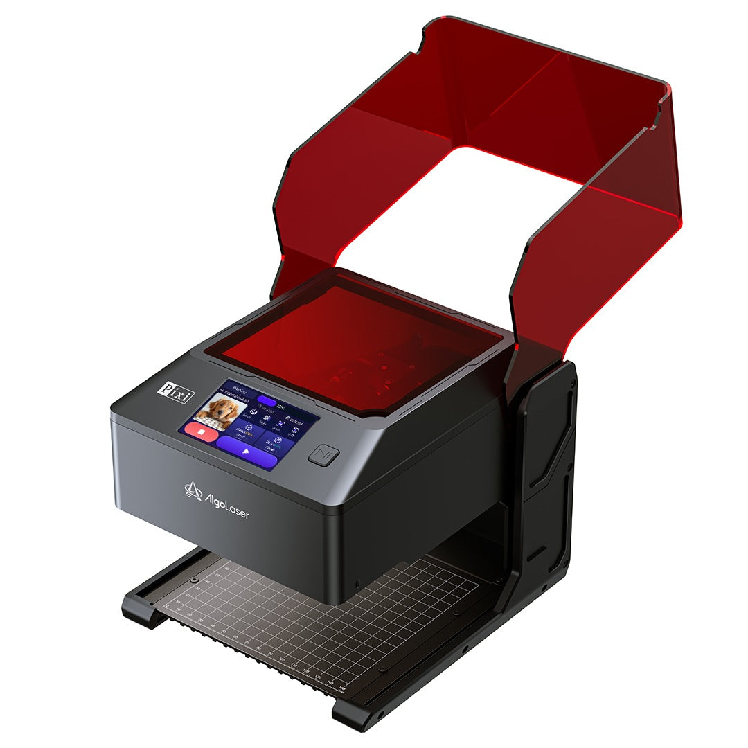 Laser Graveermachine Pixi 10W - 3.5 Inch Touchscreen - Laser Cutter - Laserprinter All In One - Graveren - Display - Zwart/Rood - Laser Snijmachine - Bedienbaar Met APP