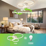 
3 Ring LED Ceiling Light - White - Dimmable With Remote Control And App - For Living And Dining Room - Ceiling Fixture