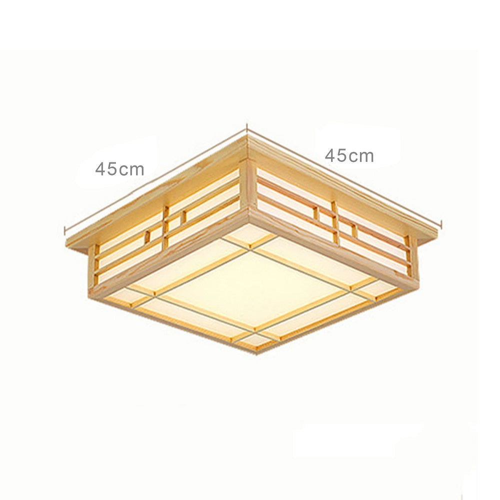 LED Plafondlamp Hout - Dimbaar Met Afstandsbediening - Moderne Houten Lamp - 45 cm - Plafonniere