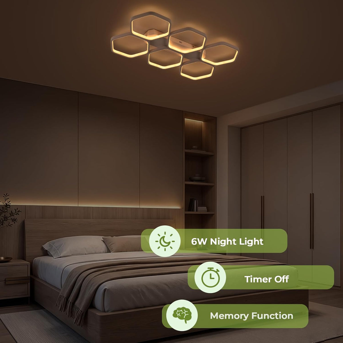 LED Ceiling Light - White - Length 76 cm - Dimmable - 3 Light Colours - With Remote Control - 60 W - Memory Function - Night Light And Timer