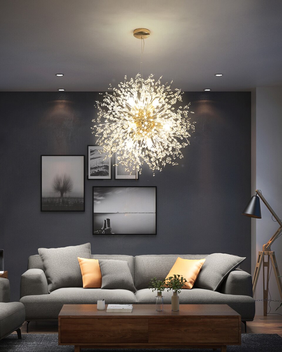 Luxury Crystal Pendant Lamp - Dandelion Chandelier - Crystal Led Lamp - Gold - 50 cm - Modern Lamp - Pendant Lamp - Ceiling Lamp
