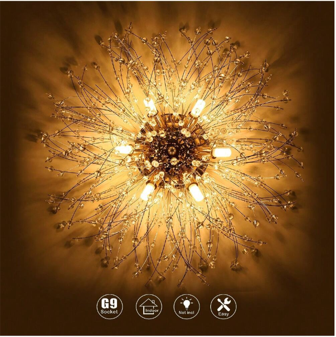 Luxury Crystal Ceiling Lamp - Dandelion Chandelier - Crystal LED Lamp - Gold - 60 cm - Modern Lamp - Ceiling Lamp - Ceiling Light