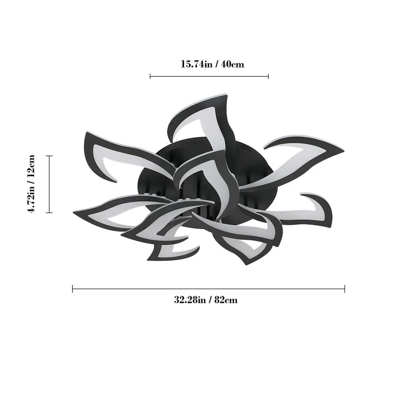 LuxiLamps - 10 Star Ceiling Lamp - Black - With Remote Control - Smart Lamp - Dimmable With App - Living Room Lamp - Modern Lamp - Ceiling Lamp