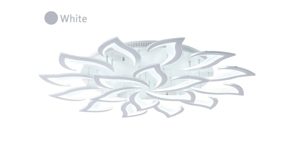 Modern Lotus LED Ceiling Light - White - Dimmable With Remote Control And App - For Living And Dining Room - Ceiling Fixture