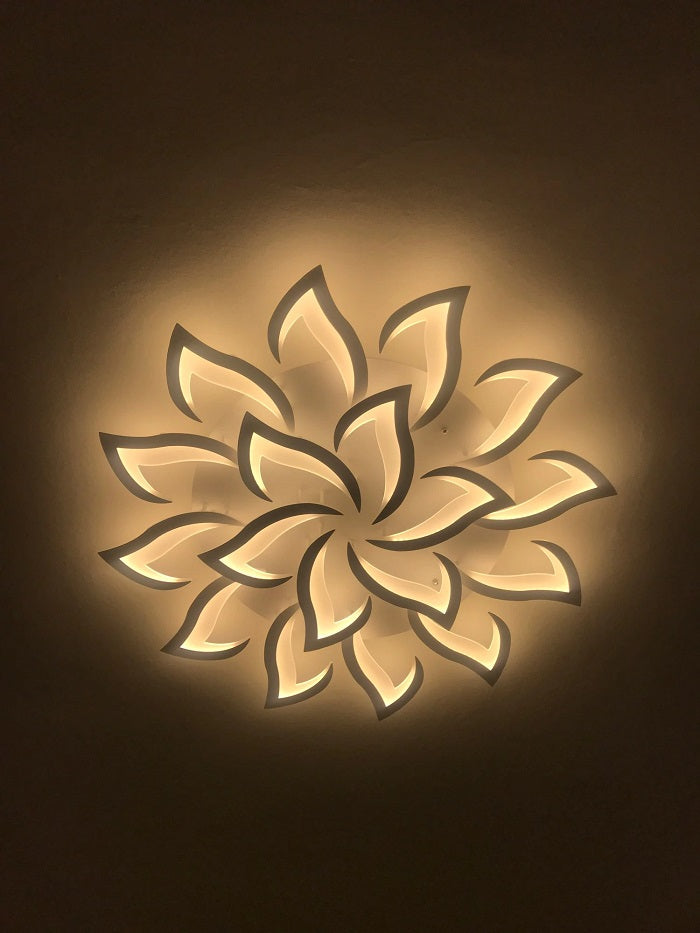 Modern Lotus LED Ceiling Light - White - Dimmable With Remote Control And App - For Living And Dining Room - Ceiling Fixture