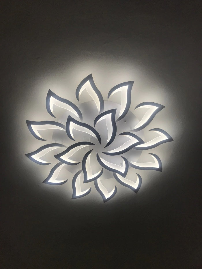 Modern Lotus LED Ceiling Light - White - Dimmable With Remote Control And App - For Living And Dining Room - Ceiling Fixture