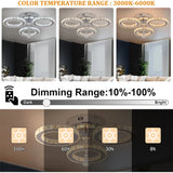 
Crystal 3 Circle LED Ceiling Light - Chrome - 31 W - Dimmable With App And Remote Control - Modern Ceiling Fixture For The Living Room
