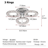 
Crystal 3 Circle LED Ceiling Light - Chrome - 31 W - Dimmable With App And Remote Control - Modern Ceiling Fixture For The Living Room