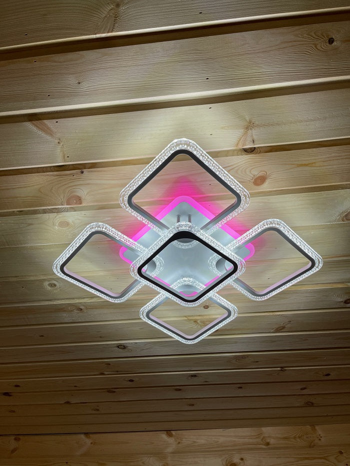 LuxiLamps - 4x1 Head Ceiling Lamp - Smart Lamp - White - 50 cm - Remote Control and APP - Living Room Lamp - Ceiling Lamp