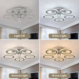 
LuxiLamps - 5 Heads Ceiling Light - Dimmable With APP & Remote Control - Modern 5 Rings Chrome Chandelier - Lighting - LED Crystal Ceiling Lamp - 50W