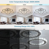 
LuxiLamps - 5 Heads Ceiling Light - Dimmable With APP & Remote Control - Modern 5 Rings Chrome Chandelier - Lighting - LED Crystal Ceiling Lamp - 50W