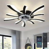 
LuxiLamps - 5 Wing Fan Lamp - Dimmable With Remote Control - Black - Ceiling Fan With LED - Living Room Lamp - Modern Lamp - Ceiling Lamp