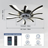 
LuxiLamps - 5 Wing Fan Lamp - Dimmable With Remote Control - Black - Ceiling Fan With LED - Living Room Lamp - Modern Lamp - Ceiling Lamp