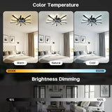 
LuxiLamps - 5 Wing Fan Lamp - Dimmable With Remote Control - Black - Ceiling Fan With LED - Living Room Lamp - Modern Lamp - Ceiling Lamp