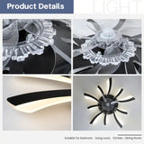 
LuxiLamps - 5 Wing Fan Lamp - Dimmable With Remote Control - Black - Ceiling Fan With LED - Living Room Lamp - Modern Lamp - Ceiling Lamp