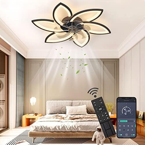 LuxiLamps - 6 Star Ceiling Lamp With Fan - Black - With Remote Control - Smart Lamp - Dimmable With App - 6 Modes Fan - Living Room Lamp - Modern Lamp - Ceiling Lamp