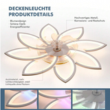 
LuxiLamps - 8 Star Ceiling Lamp With Fan - RGB - With Remote Control - 12 Colors - Dimmable - 6 Fan Settings - Living Room Lamp - Modern Lamp - Ceiling Lamp