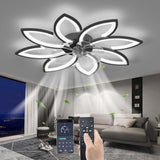 
LuxiLamps - 8-Star Ceiling Fan Light - Black - With Remote Control - Smart Lamp - App Dimmable - 6 Fan Speeds - Living Room Lamp - Modern Lamp - Ceiling Light