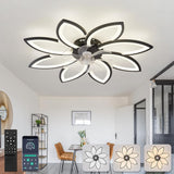 
LuxiLamps - 8-Star Ceiling Fan Light - Black - With Remote Control - Smart Lamp - App Dimmable - 6 Fan Speeds - Living Room Lamp - Modern Lamp - Ceiling Light