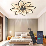 
LuxiLamps - 8-Star Ceiling Fan Light - Black - With Remote Control - Smart Lamp - App Dimmable - 6 Fan Speeds - Living Room Lamp - Modern Lamp - Ceiling Light