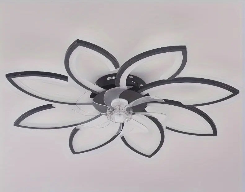 LuxiLamps - 8-Star Ceiling Fan Light - Black - With Remote Control - Smart Lamp - App Dimmable - 6 Fan Speeds - Living Room Lamp - Modern Lamp - Ceiling Light