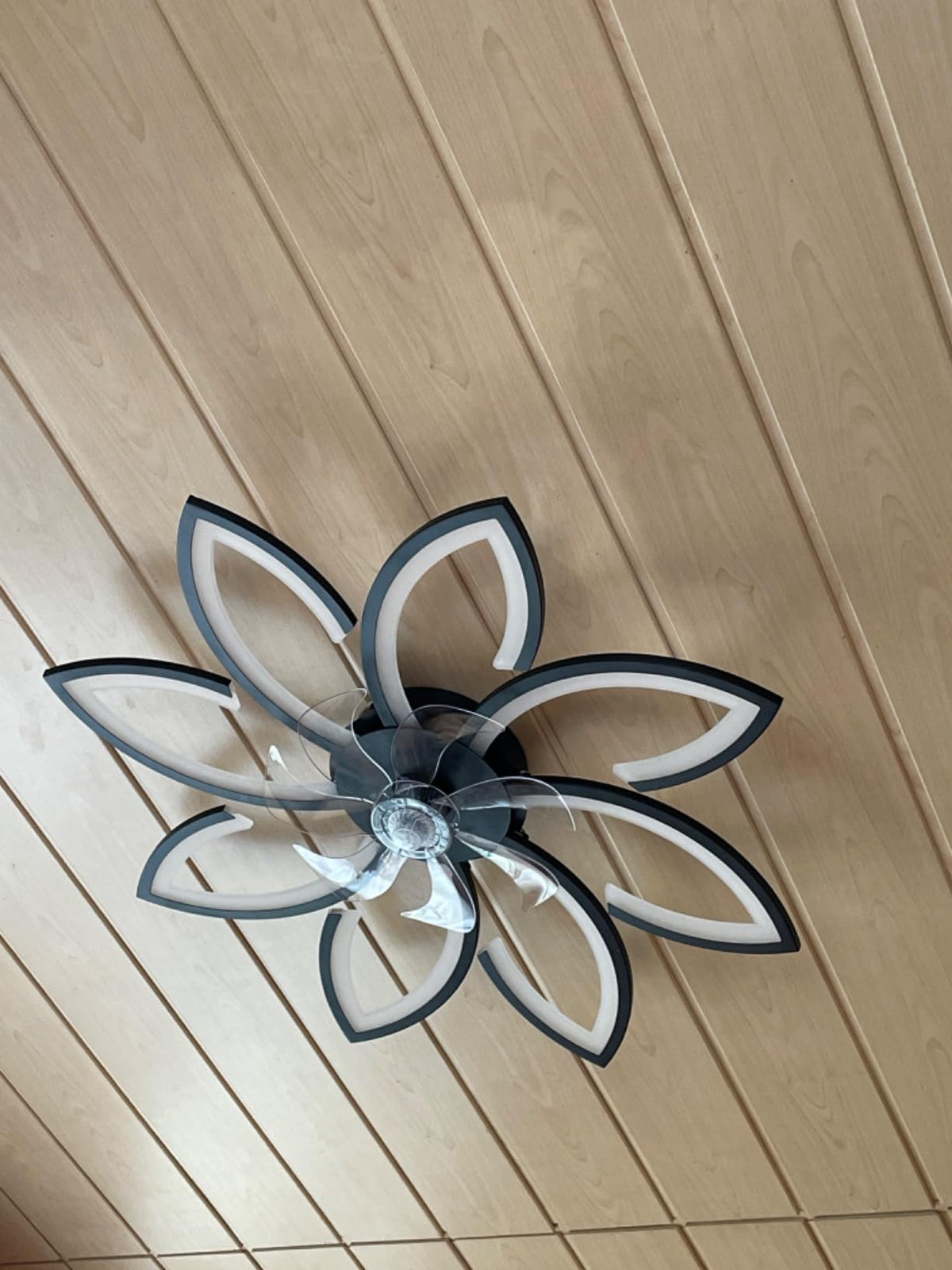 LuxiLamps - 8-Star Ceiling Fan Light - Black - With Remote Control - Smart Lamp - App Dimmable - 6 Fan Speeds - Living Room Lamp - Modern Lamp - Ceiling Light