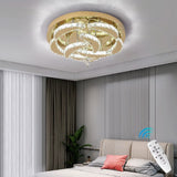 
LuxiLamps - Flower Ceiling Lamp - Crystal - Dimmable With Remote Control - Gold - LED Ceiling Lamp - Living Room Lamp - Modern Lamp - Chandelier