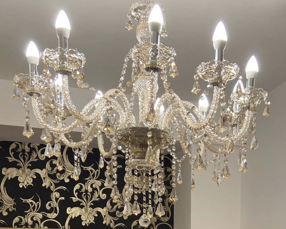 LuxiLamps - Crystal Chandelier - 10 Arm Kristallen Kroonluchter - Hanglamp - Woonkamerlamp - Moderne lamp - Plafonniere