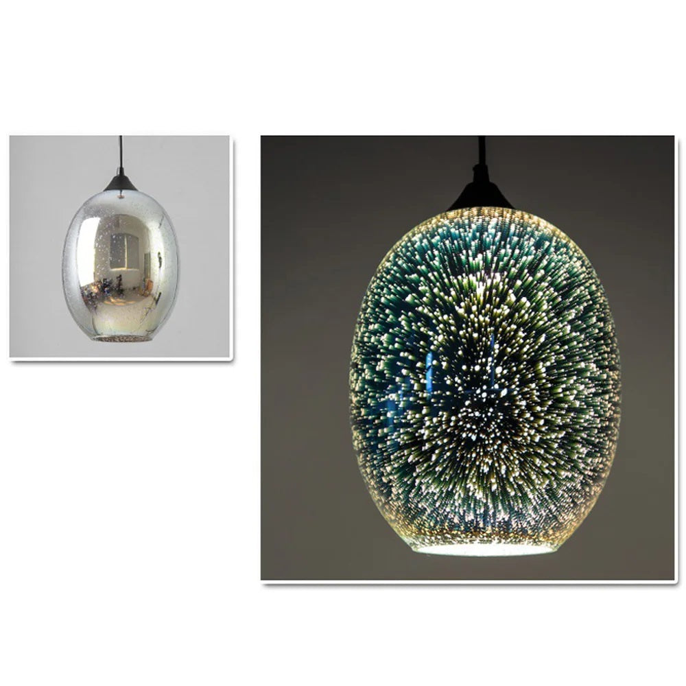 LuxiLamps - Glass Starry Sky - 3-Piece Pendant Light - Unique Living Room Lamp - Modern 3D Lamp - Ceiling Light