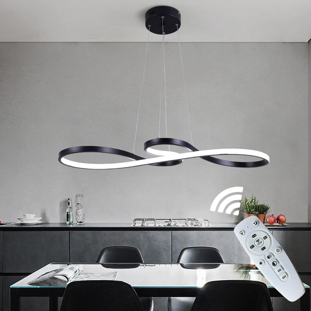 LuxiLamps - Pendant Lamp - Chandelier - Black - Living Room Lamp - Dimmable With Remote Control - Modern Lamp - Dining Room Lamp - LED Ceiling Lamp - Ceiling Light