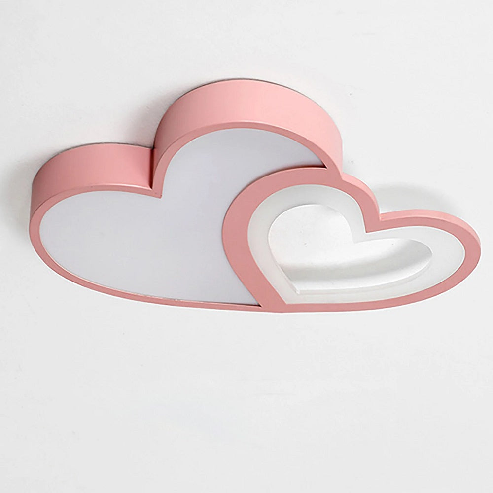 LuxiLamps - Hartvormige Plafondlamp - Roze - Dimbaar Met Afstandsbediening - Kinderkamer - 55 cm - Moderne Lamp - Slaapkamer Lamp - Plafonniere