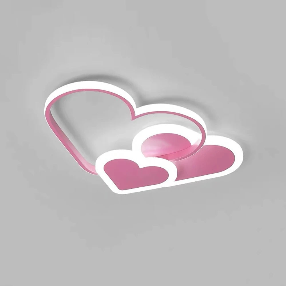 LuxiLamps - Heart-shaped Ceiling Lamp - Pink - Dimmable With Remote Control - Children's Room - 52 cm - Modern Lamp - Bedroom Lamp - Ceiling Lamp