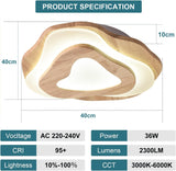 
LuxiLamps - Wooden Ceiling Lamp - LED Cloud Model - 40 cm - Dimmable With Remote Control - 2800lm - Modern Living Room Lamp - 35W