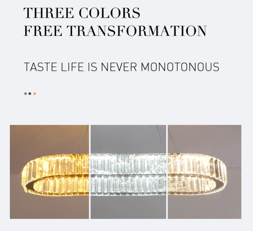 LuxiLamps - Crystal Chandelier - Crystal Led Pendant Lamp - Living Room Lamp - 70cm - With Remote Control - Modern Lamp - Pendant Lamp