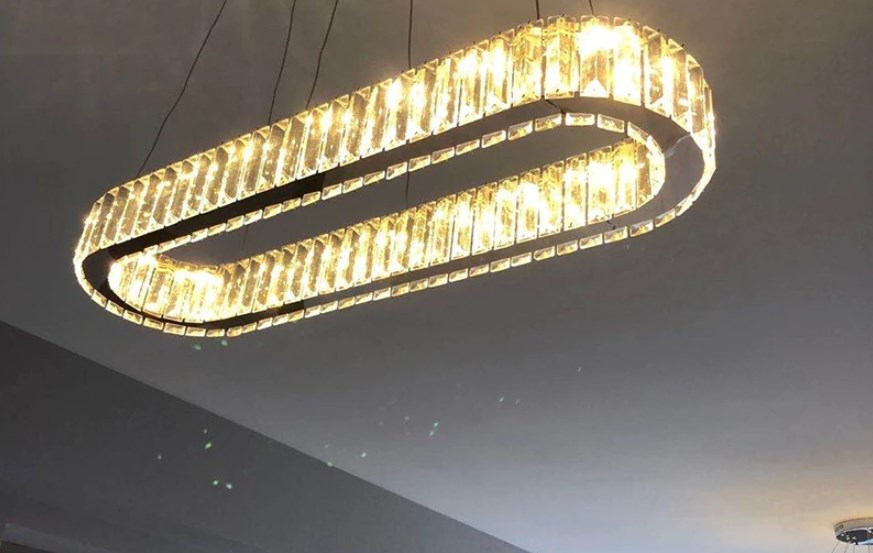 LuxiLamps - Crystal Chandelier - Crystal Led Pendant Lamp - Living Room Lamp - 70cm - With Remote Control - Modern Lamp - Pendant Lamp