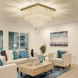 
LuxiLamps - Crystal Chandelier - LED Ceiling Light - Chrome Chandelier - 2 Tiers - Dimmable With Remote Control & APP - Lighting - Kitchen - Bedroom - Living Room - Ceiling Lighting