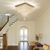 
LuxiLamps - Crystal Chandelier - LED Ceiling Light - Chrome Chandelier - 2 Tiers - Dimmable With Remote Control & APP - Lighting - Kitchen - Bedroom - Living Room - Ceiling Lighting