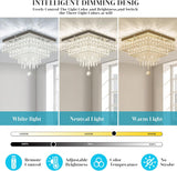 
LuxiLamps - Crystal Chandelier - LED Ceiling Light - Chrome Chandelier - 2 Tiers - Dimmable With Remote Control & APP - Lighting - Kitchen - Bedroom - Living Room - Ceiling Lighting