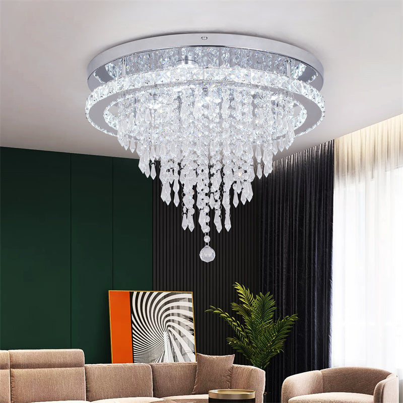 LuxiLamps - Kristallen Plafondlamp - Crystal Led Lamp - 50 cm - Met Afstandsbediening Dimbaar - Woonkamerlamp - Moderne lamp - LED Plafondlamp - Plafonniere