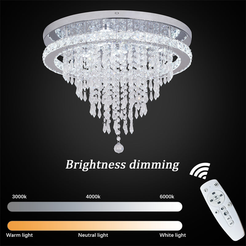 LuxiLamps - Kristallen Plafondlamp - Crystal Led Lamp - 50 cm - Met Afstandsbediening Dimbaar - Woonkamerlamp - Moderne lamp - LED Plafondlamp - Plafonniere