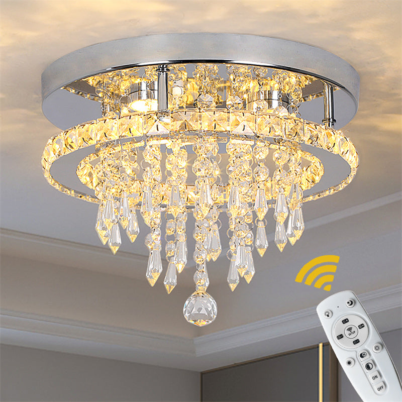 LuxiLamps - Crystals - Ceiling Lamp - LED - Crystals - Chrome Chandelier - Warm White - Pendant - Lighting - Hall - Kitchen - Bedroom - Living Room