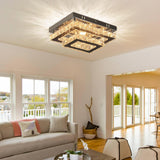 
LuxiLamps - Crystal Ceiling Lamp - LED - Crystal - K9 Chrome Chandelier - With Remote Control - Dimmable - Lighting - Kitchen - Bedroom - Living Room - Flush Mount