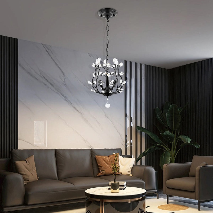 LuxiLamps - Crystal Starry Sky Pendant Light - Chandelier - Living Room - Black - Modern Lamp - 33 cm - Elegant Blossom Pendant Light