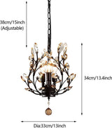 
LuxiLamps - Crystal Starry Sky Pendant Light - Chandelier - Living Room - Black - Modern Lamp - 33 cm - Elegant Blossom Pendant Light